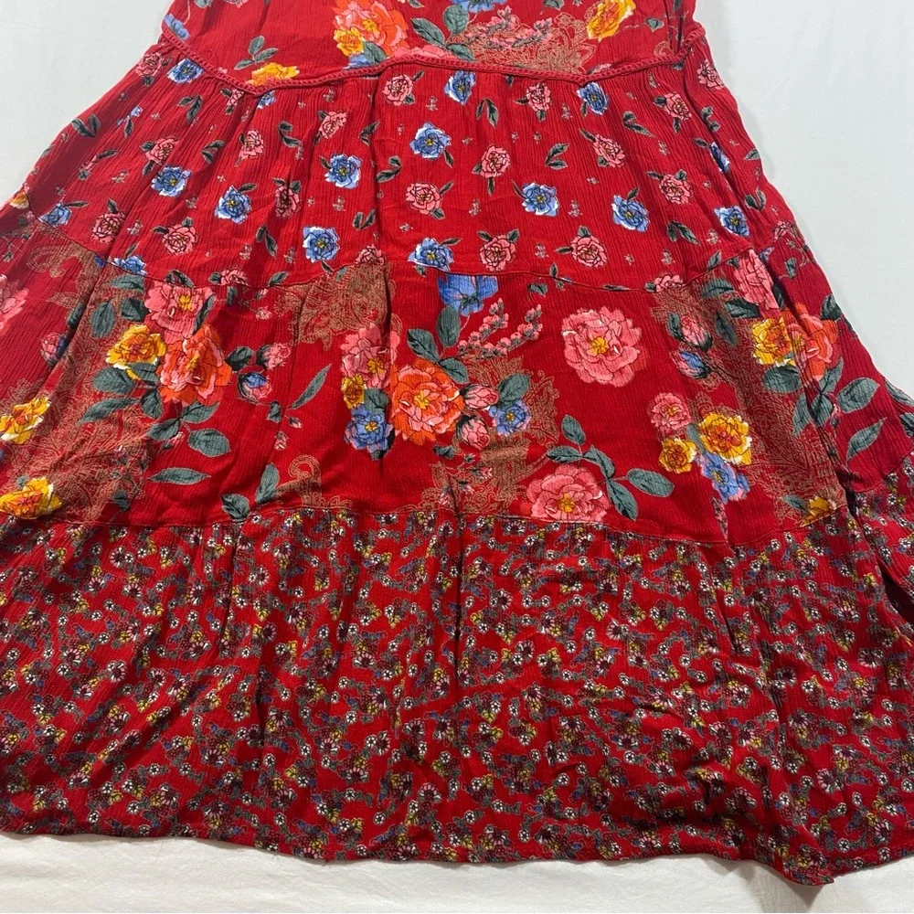Not For Sale  Red Floral Boho Dress Sleeveless Medium Women’s Dress - Picture 3 of 9